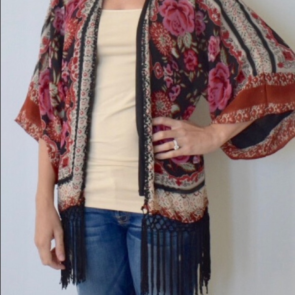 Fringe kimono
